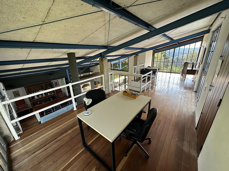 Architect's house with view, garden and fireplace