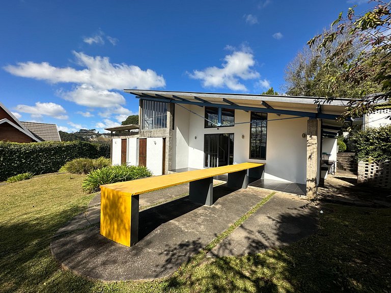 Architect's house with view, garden and fireplace