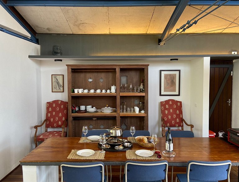 Architect's house with view, garden and fireplace