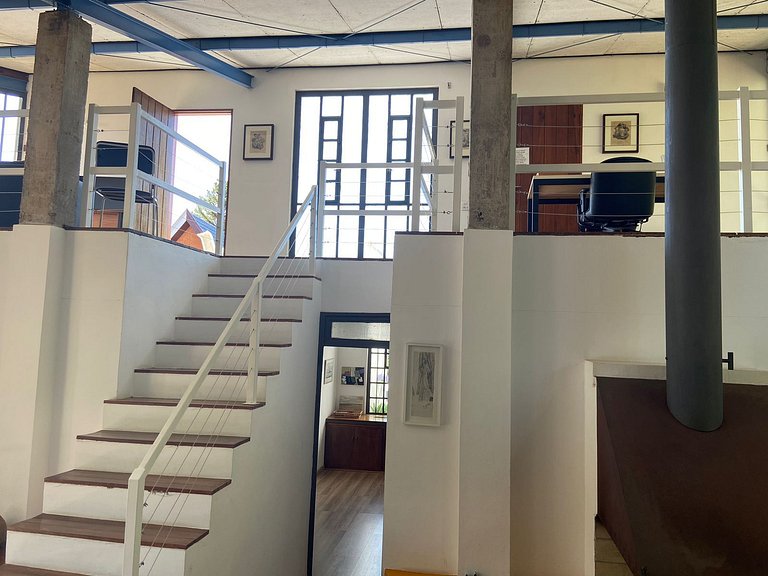 Architect's house with view, garden and fireplace