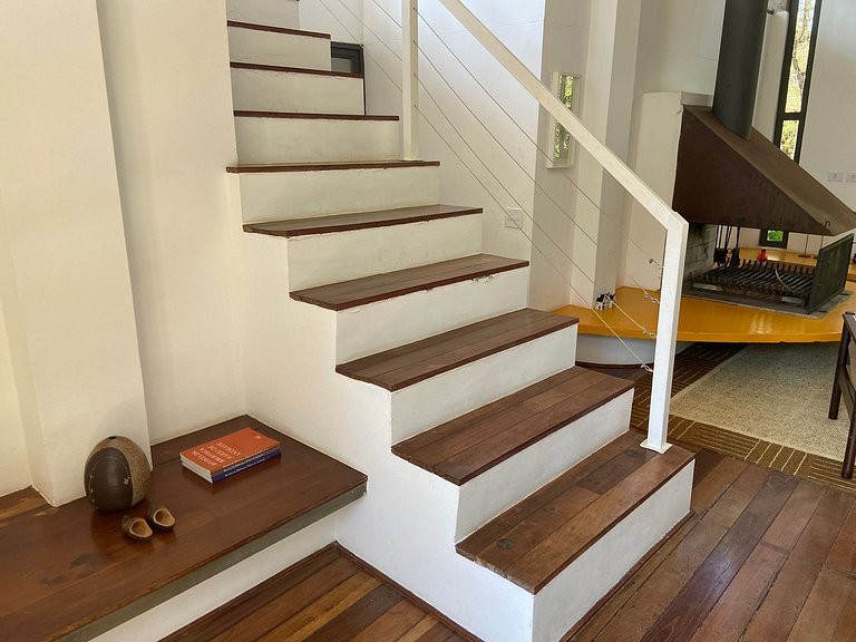 Architect's house with view, garden and fireplace
