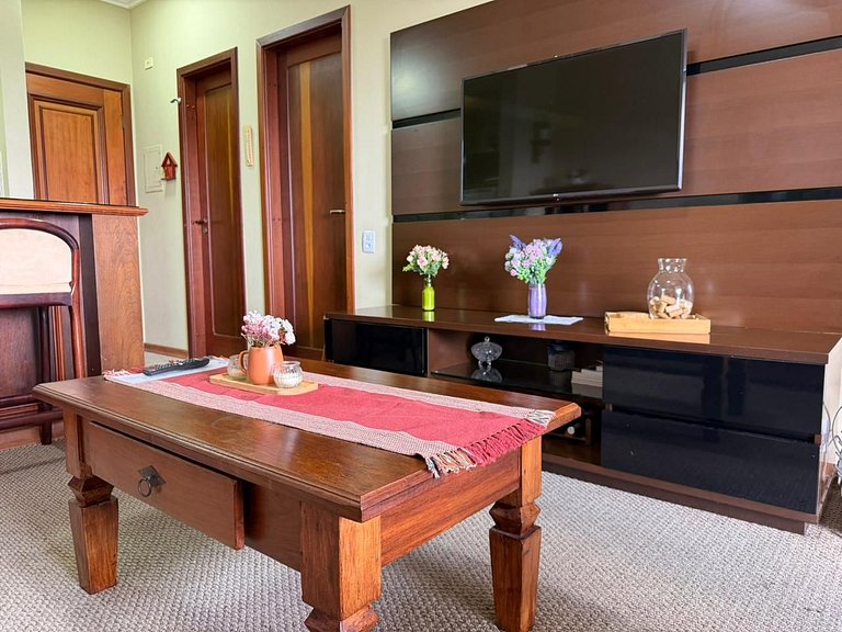 Apartamento com lareira y vista al atardecer