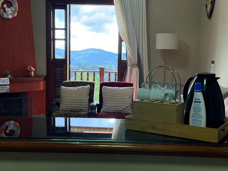 Apartamento com lareira y vista al atardecer