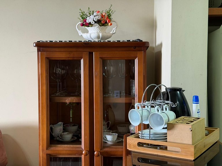 Flat com Lareira e Vista Pôr do Sol